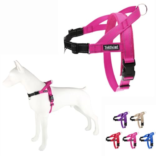 No Pull Dog Harness with Handle, Rear & Front Clip, Adjustable, Easy On/Off, Reflective, Lightweight & Mesh Padded, No Choke. Dog Harness Small Sized Dog (Pink-Black, Small) - color: Pink-Black, size: Small