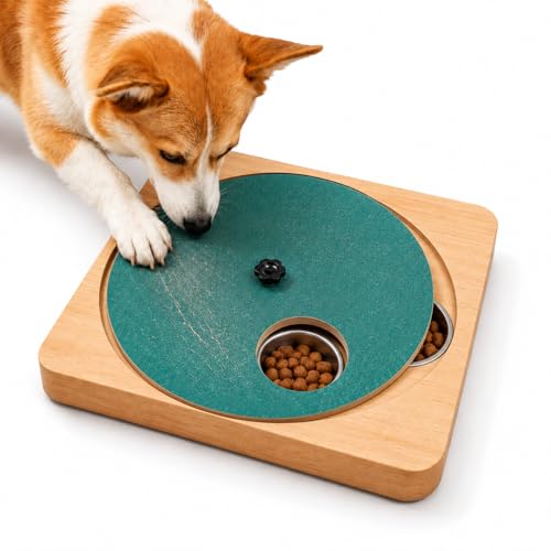 Dog Nail Scratch Board with Treat Bowl, Rotating Wooden Nail File, Adjustable Resistance Interactive Scratch Pad for Dog Nails, Replacement Sandpaper for Long-Term Use (Green, Dog Nail Scratch Pad) - color: green, size: Dog Nail Scratch Pad