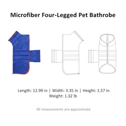 Dog Drying Robe, Absorbent Microfiber Pet Towel Wrap with Leg Openings for Small Dogs - color: Blue