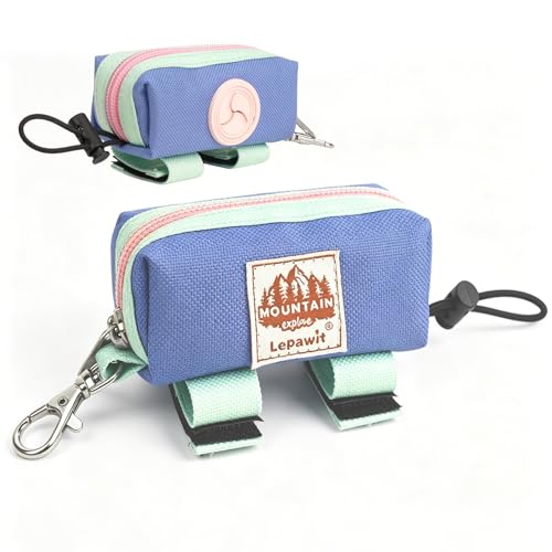 Dog Poop Bag Holder for Leash, Zippered Canvas Poop Bag Dispenser Pouch with Velcro Straps & Metal Carabiner Clip, Holds Keys & Treats for Daily Dog Walking - color: Light Green