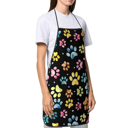 Dog Grooming Waterproof Apron with 2 Pockets, Cute Animals Puppy Dog Pets Apron - color: Water Color