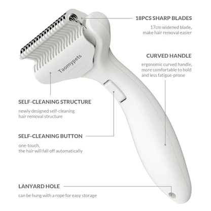 Self Cleaning Grooming Rake Brush for Shedding Gently Removes Loose Undercoat Mats Tangled Deshedding Grooming Tool for Dogs Cats Extra Wide (White) - color: White