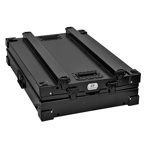 K9 Kennel Boss Aluminum Collapsible Dog Crate, Heavy Duty Folding Kennel - Medium (Black) - color: Black, size: 34.6"L x 25.2"W x 28.9"H