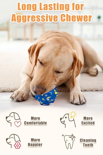 Moonorange 1.96'' Dog Balls for Dogs Aggressive Chewers Indestructible Tennis Durable Bouncy Interactive Dog Toy Balls for Fetch Game Floating Training(Blue Small) - color: Blue-Small