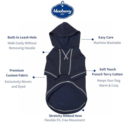 Blueberry Pet Hoodie – 12″ Soft Cotton-Terry Winter Sweatshirt, Midnight Blue, Award-Winning Small-Dog Jersey - color: Dog Hoodie - Midnight Blue, size: 12 inch (Pack of 1)
