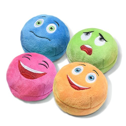 Squeaky Dog Toys, Stuffed Plush Puppy Toy Balls to Keep Them Busy, (4 Pack) Interactive Funny Pet Ball with Squeaker for Puppies Small Breed Medium Dogs - style: Medium 2.9" (4 Pack A)
