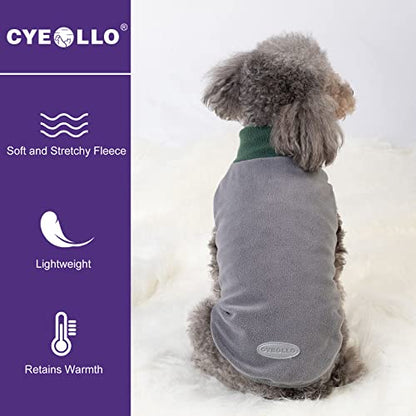cyeollo 2 Pack Dog Sweaters Stretchy Fleece Sweatshirt with Reflective Stripe Pullover Stretchable Sweater Dog Clothes for Small Puppy Dogs, Green & Grey S - color: Green & Grey, size: Small