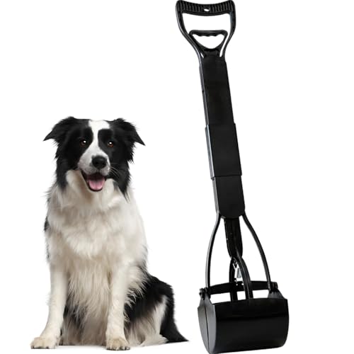 ienjoyed 32" Dog Pooper Scooper for Small Dog to Large Dog, Heavy Duty Dog Poop Scooper for Yard & Walks, Durable Double Spring Clamp, Simple One Step Assembly (Black) - size: Black(32-inch)