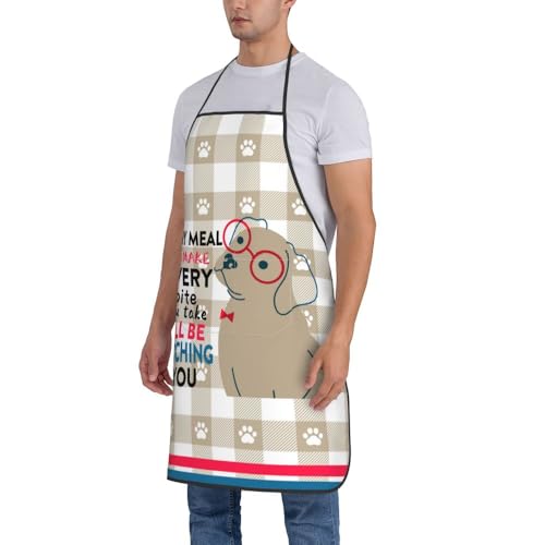 Women Men Bib Aprons Chef Cooking Apron With Pockets For Kitchen Grilling Bbq Painting Gardening - color: Funny Dog