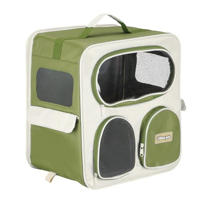 Pet Backpack Carrier, Portable and Ventilated, Nylon Dogs Cats and Small Animals Travel Bag 14.96", (Green, 1 Pcs), Intended for Hiking/Camping/Traveling - color: Green