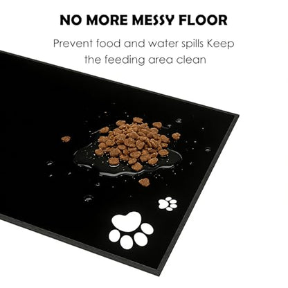 3 in 1 Elevated Cat Bowls with Splash proof Mat for Kittens, Puppies, Multi-pet Households, 10° Tilted Raised Cat Bowls Anti-Vomiting, 3 Wide Shallow Stainless Steel Bowls, Whisker Friendly, 3.5" Tall - color: Black-3bowls