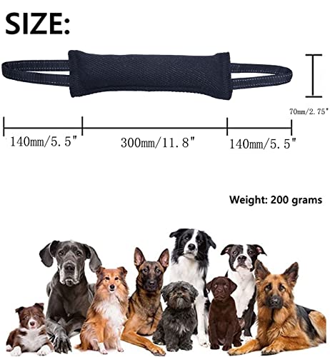 Clysoru Dog Tug Toy Double Pack Tough Jute Bite Pillow Training Equipment Puppy to Large Dogs Interactive - color: Black yellow grey