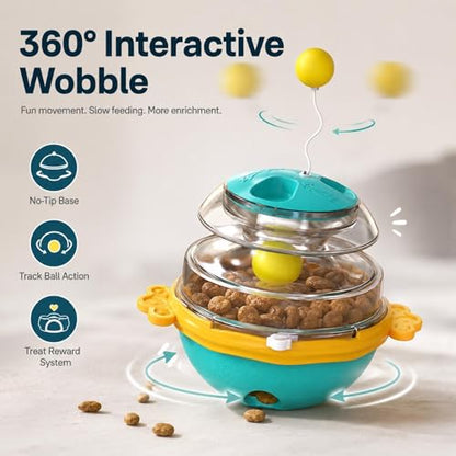Cat Puzzle Toy - Interactive Treat Dispensing Slow Feeder Ball, Adjustable Teaser Design Structure, Durable Activity Training Support, Hunting Stimulation Boredom Relief Solution | Treat Dispensing Ca