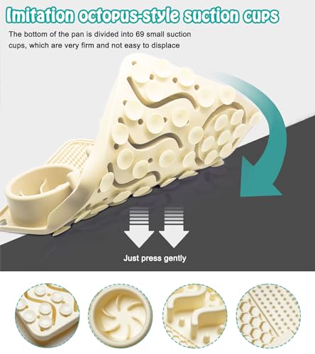 Slow Feeder Mat, Silicone Lick Mat with Suction Cups for Dog Cat, Puzzle Snuffle Mat for Pet Smell Training Bored Puppy, Interactive Sniff Mat Slow Eating Keep Busy (Beige)