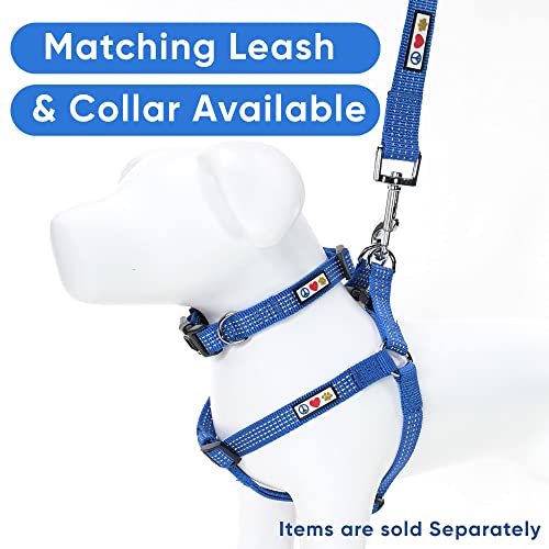 Pawtitas Reflective Step-in Dog Harness – Adjustable No-Pull Vest for Puppies to Seniors, Safe & Comfortable, L Blue