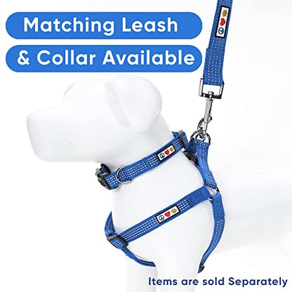 Pawtitas Reflective Step-in Dog Harness – Adjustable No-Pull Vest for Puppies to Seniors, Safe & Comfortable, L Blue
