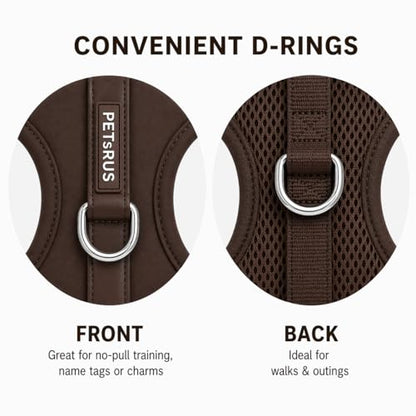 Premium No-Pull Dog Harness Soft Neoprene & Breathable Mesh Vest with Front & Back Clip D-Rings Adjustable Lightweight Walking Harness for Puppies, Small & Medium Dogs (Dark Chocolate Brown, XS) - color: Dark Chocolate Brown, size: XS: Neck 10.6-14.2'', C