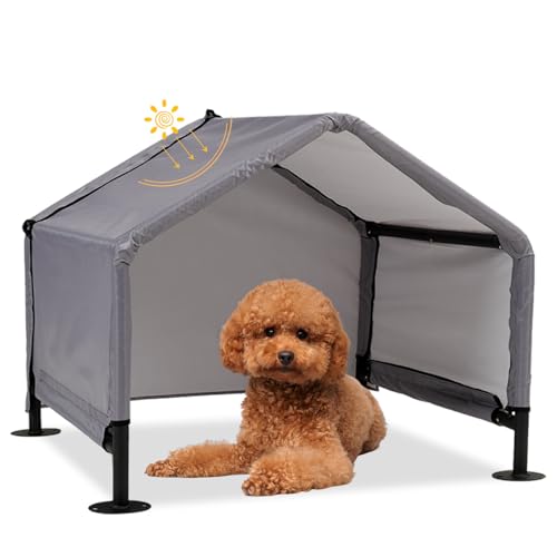 Dog Tent Shade Shelter Outdoor for Small Medium Dogs, Waterproof Sun Protection Pet House for Dogs, Small Animals and Livestock, Pet Canopy with Upgraded Doors and Ground Nails 29.5 * 25.6 inches