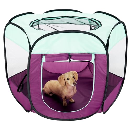 Furhaven Portable Pet Playpen for Dogs & Cats, Extra Large Indoor Kitten Playpen with Mesh Sides, Foldable Dog Playpen for Small Dogs, Pop Up Travel Dog Pen, X-Large, Pet Crate with Mesh Sides, Navy - color: Purple, size: Medium