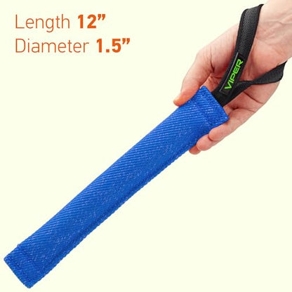 Viper Heavy Duty French Linen Dog Bite Tug Toy - K9 Trainer, Tough and Durable for Dogs Shutzhund IPO K-9 - Blue - 12in L x 2in W - color: Blue, size: 12in L x 2in W