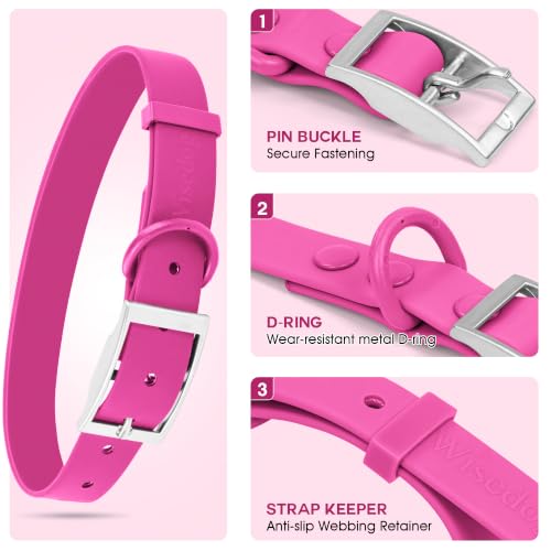 Wisedog Small Puppy Collar, XS 7"-10" × 1/2 in, Rose Violet | Soft Rubber Coated Webbing, Cute Pet Collars, For Small Dogs Cats - color: Rose Violet