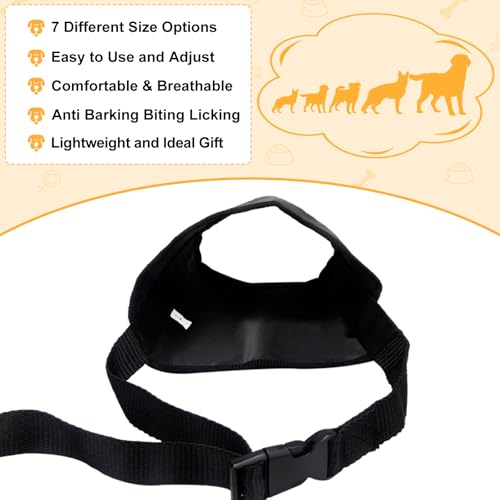 Coppthinktu Dog Muzzle Suit - 7PCS Adjustable Muzzles for Small to Large Dogs, Soft Comfortable Mouth Cover for Long Snout, Controls Biting, Barking & Chewing - color: AA-Black