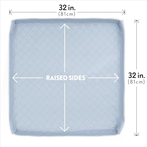 Paw Inspired Critter Box Dog Pad, Large Reusable Puppy Pad for Potty Training, Whelping, or Litter Box Mat, Washable Pee Pad with Soft Raised Sides to Prevent Leaks, 32x32 Inch