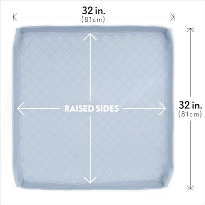 Paw Inspired Critter Box Dog Pad, Large Reusable Puppy Pad for Potty Training, Whelping, or Litter Box Mat, Washable Pee Pad with Soft Raised Sides to Prevent Leaks, 32x32 Inch