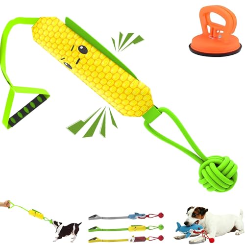 Shark Tug of War Dog Toy, 2026 New Squeaky Dog Tug Toy, Interactive Shark DogToys, Sharks Dog Tug Toy with Squeaker & Rope Knot, for Medium to Large Dogs (Corn) - color: Corn