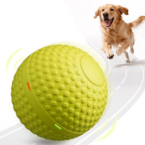 SNOYWEN Smart Interactive Dog Toy, Automatic Moving Bouncing Rolling Ball, Food-Grade Rubber Material IPX7 Waterproof Active Ball for Medium and Large Dogs (Yellow) - color: Yellow