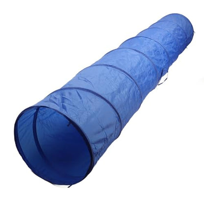 Dog Agility Foldable Tunnel Sturdy Exercise for Dogs Play Training, Portable Blue Pet Agility Tunnel for Outdoor Activities