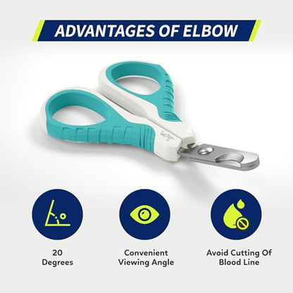WePet Pet Nail Clippers U07.1, Professional Claw Trimmer, Bended Scissor Special for Cats, Kittens, Dogs, Puppies, Small Animals, White/Pine Green - color: #01 White/Pine Green