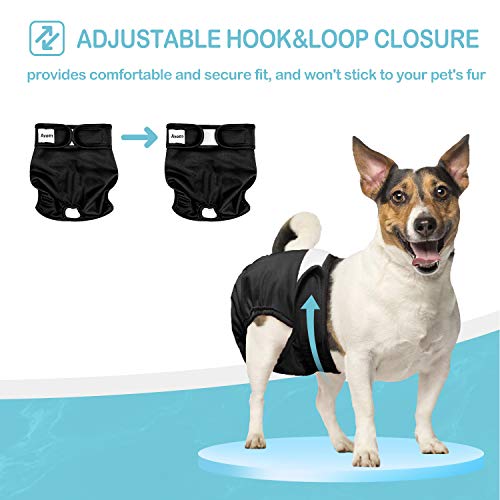 Avont 3 Pack Washable Female Dog Diapers, Premium Reusable Highly Absorbent Doggie Period Panties Durable Dog Diaper Cover -XL 3 Black - size: XL