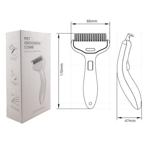 Self Cleaning Grooming Rake Brush for Shedding Gently Removes Loose Undercoat Mats Tangled Deshedding Grooming Tool for Dogs Cats Extra Wide (Blue) - color: Blue