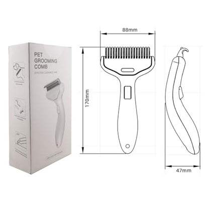 Self Cleaning Grooming Rake Brush for Shedding Gently Removes Loose Undercoat Mats Tangled Deshedding Grooming Tool for Dogs Cats Extra Wide (Blue) - color: Blue