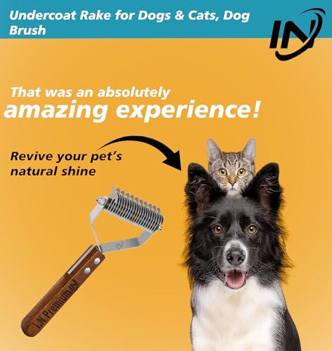 Large 2-Sided Undercoat Rake for Dogs & Cats, Dog Brush for Shedding Remove Mats, Dematting Comb, Safe & Gentle Grooming Brush for German Shepherd Medium to Long 2-Sided Dematting Comb - size: 2-Sided Dematting Comb