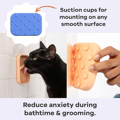Awoo Sardina - Silicone Lick Mat + Slow Feeder for Cats & Small Dogs - Non-Slip Design with Suction Cups - Dishwasher Safe Pet Dish - Extends Mealtime and Reduces Anxiety - for Wet & Dry Food (Cobalt) - color: Cobalt