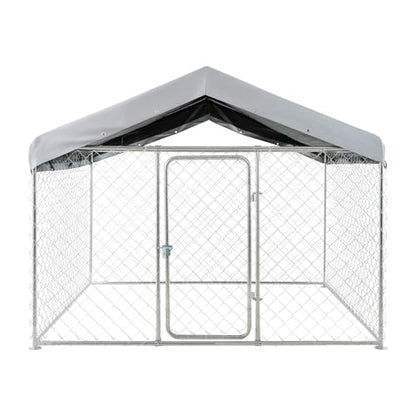 VEVOR Outdoor Dog Kennel, 6.56 x 6.56 x 5.25 ft Large Dog Kennel with Secure Lock, Outside Dogs Enclosures with UV-Resistant & Waterproof Roof Cover, Heavy Duty Pet Crate Cage Run for Large Dogs - size: 6.56 x 6.56 x 5.25 ft