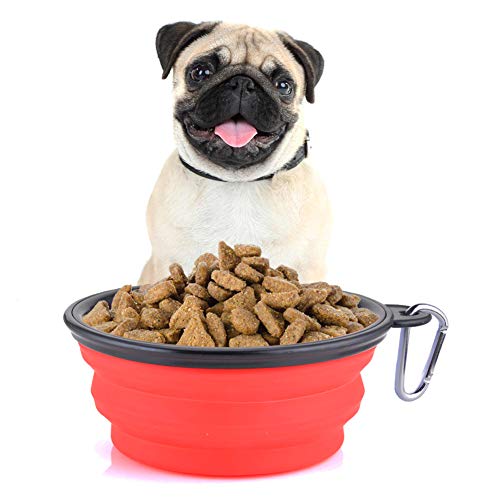 Guardians Large Collapsible Dog Bowls, 34oz Travel Water Food Bowls Portable Foldable Collapse Dishes with Carabiner Clip, 2 Pack (Green+Red) - color: 34oz-Green&Red