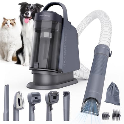 Dog Grooming Kit, FurEase Dog Grooming Vacuum with Dog Clippers for Grooming, 13000Pa Powerful Dog Vacuum for Shedding Grooming with 5 Pet Grooming Tools (Iron Gray, 2.5 Liter Canister)