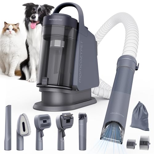 Dog Grooming Kit, FurEase Dog Grooming Vacuum with Dog Clippers for Grooming, 13000Pa Powerful Dog Vacuum for Shedding Grooming with 5 Pet Grooming Tools (Iron Gray, 2.5 Liter Canister)