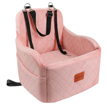 Lealchum Dog Booster Car Seat for Small/Medium Dogs,Soft Puppy Portable Car Seat with Elevated Cushion,Fits in Front/Back Seat,Fully Detachable and Washable,Easy to Install (Pink, Medium) - color: Pink