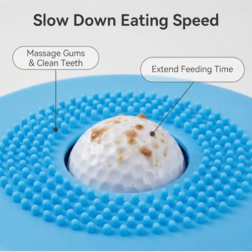 Slow Feeder Dog Bowl with Rolling Ball for Dogs Anti-Slip Lick Bowl for Liquid Treats, Bone Broth, Yogurt & Wet Food, Interactive Pet Feeding Toy and Enrichment Ball-Roll for Small to Large Breeds