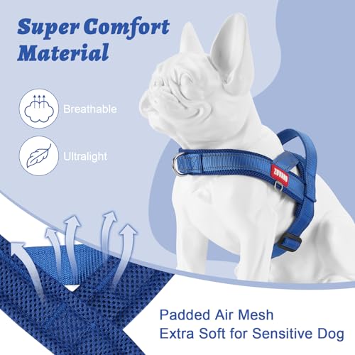 Lightweight Dog Harness for Small Dogs - No Choke Escape-Proof Soft Mesh Reflective Vest Harness with Padded Handle - Adjustable Chest, Lockable Quick Release Buckle Harness, Blue, S - color: Blue, size: Small