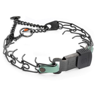 Herm Sprenger Black Stainless Steel Dog Collar with Quick Release ClicLock Buckle and Biothane Insert Training Collar Made in Germany (Sage Green, 16in x 2.25mm(Neck Size up to 13-14in)) - color: Sage Green, size: 16in x 2.25mm(neck size up to 13-14in)