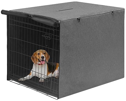 Deblue Grey 36 inches Dog Crate Cover, Heavy Duty Polyester Pet Kennel Covers Universal Fit for 1 2 Doors Standard Metal Crate (Grey) - color: Grey, size: 36.0"L x 23.0"W x 25.0"H