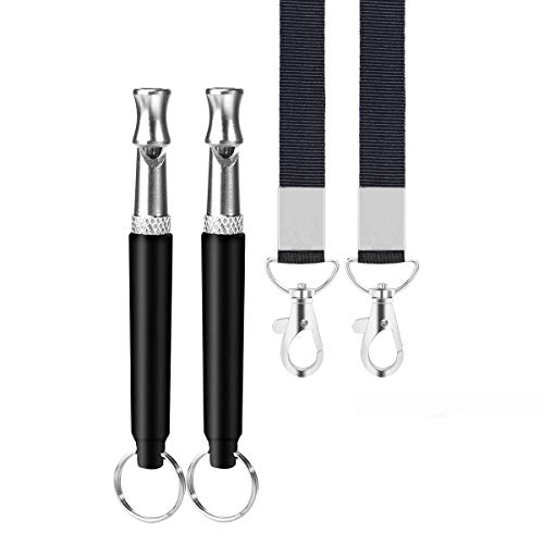 2 Pack Dog Whistle, Dog Whistle to Stop Barking Neighbors Dog, Adjustable Ultrasonic Silent Dog Whistle, Professional Recall Dog Training Whistle with Lanyard