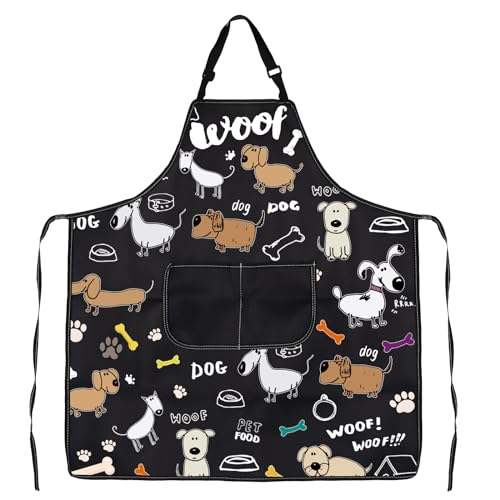 CMNIM Cute Dog Grooming Apron - Waterproof & Perfect for Trainers & Groomers - color: 231122 Dog Woof