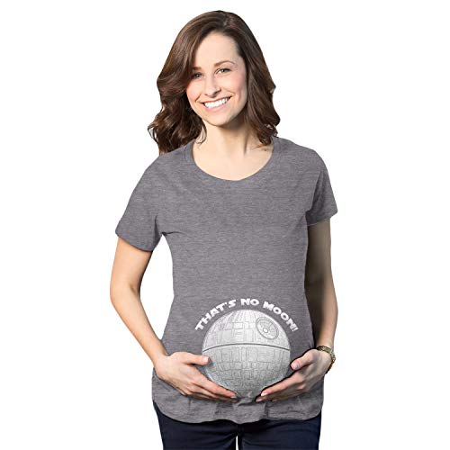 Maternity Thats No Moon Cute T Shirt Funny Pregnancy Announcement Baby Bump Tee - color: Dark Heather Grey, size: Small