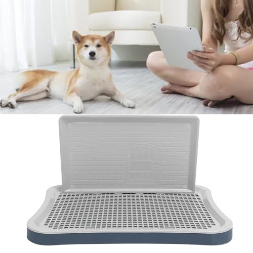 Puppy Pee Pad Holder,Dog Training Toilet with Wall Column Removable Portable Puppy Mesh Training Potty for Large Small Medium Pets (Navy Blue) - color: Navy Blue